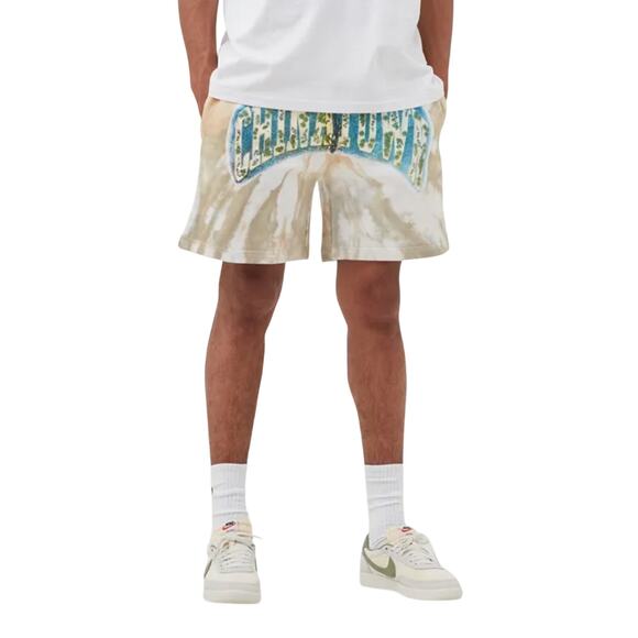 Chinatown Market Beige Tie Dye Island Arc SweatShorts Side and Back Pocket S - Picture 1 of 13